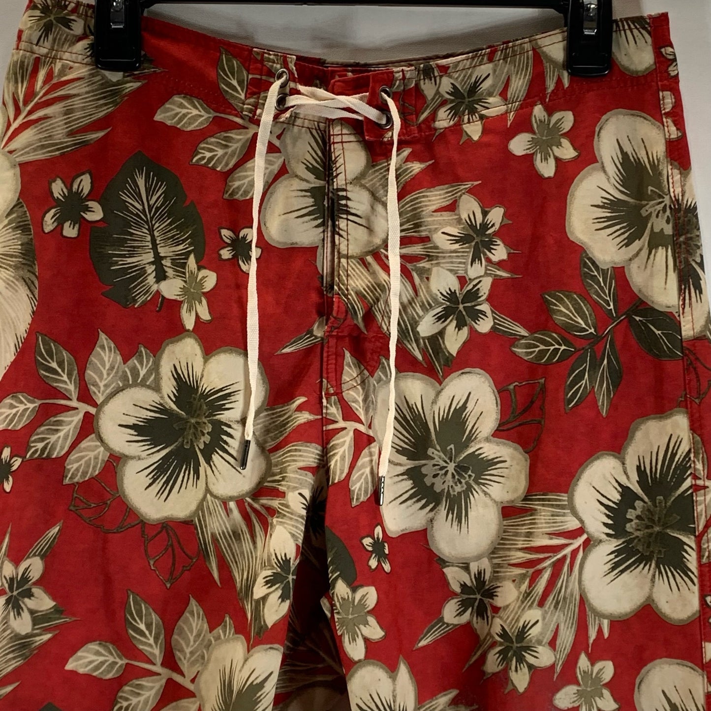 ABERCROMBIE & FITCH Men's Red Floral Tropical Pull-On Board Shorts SZ 29