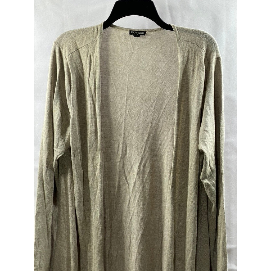 EXPRESS Women's Beige Knit Open-Front Long Sleeve Cardigan SZ XL