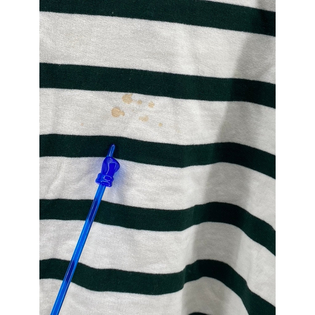 FRAME Women's White-Black Striped Half-Zip Mock Collar Long Sleeve Sweater SZ L