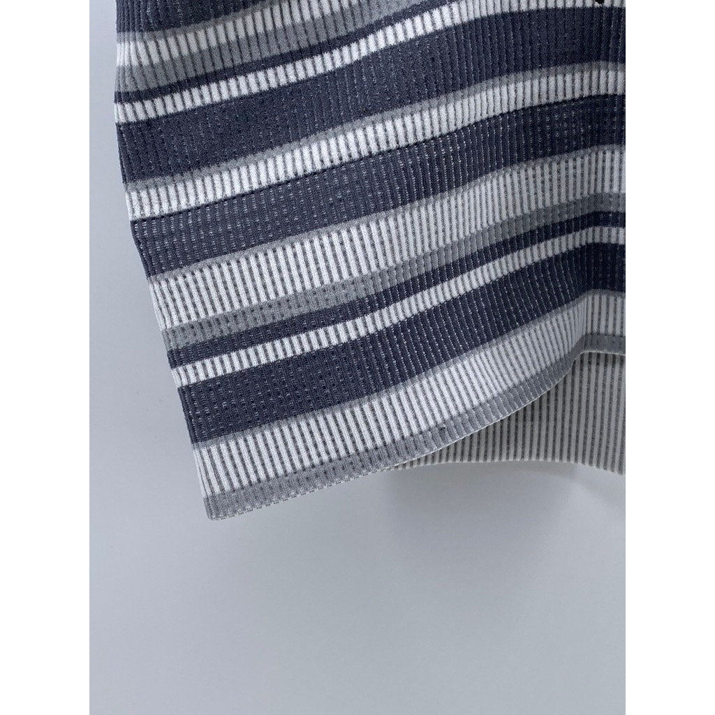 SKINNYGIRL Women’s Gray Striped Scoop-Neck Spaghetti Strap Cropped Tank Top SZ M