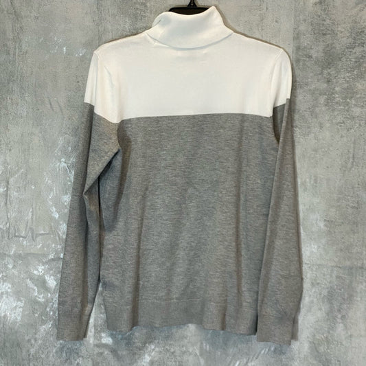 KAREN SCOTT Women's Smoke Grey/White Colorblock Turtleneck Pullover Sweater SZ M