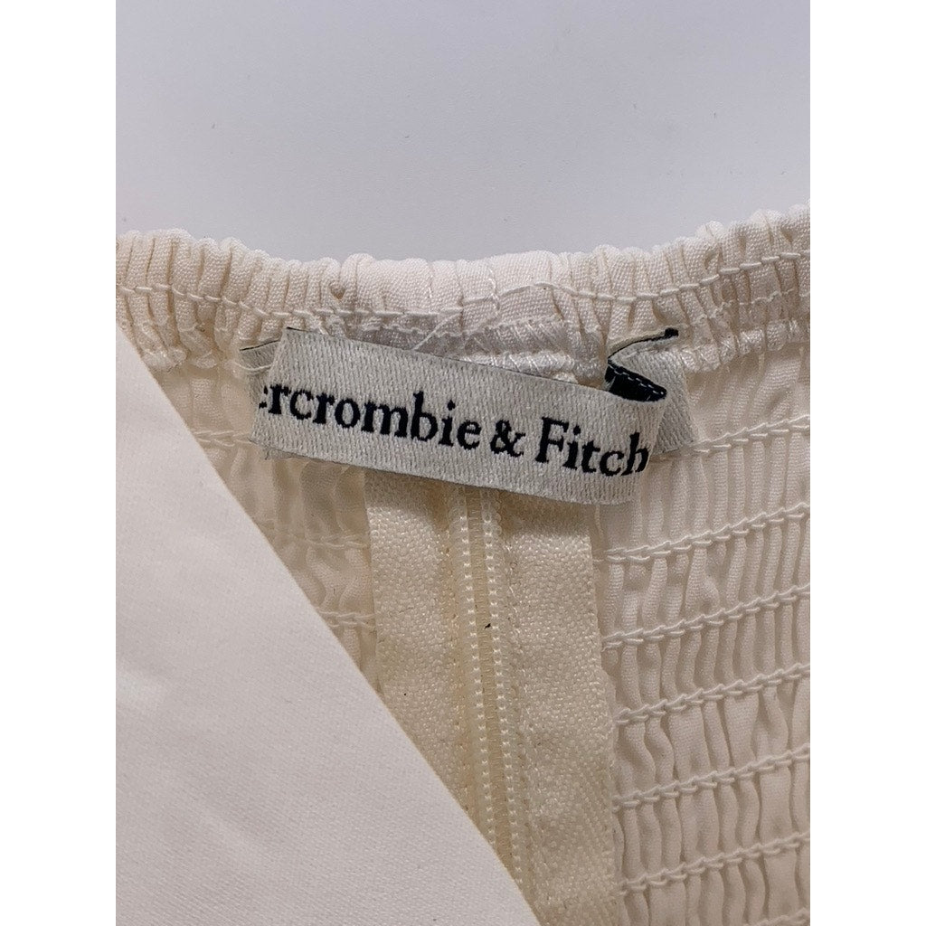 ABERCROMBIE & FITCH Women's Cream V-Neck O-Ring Cropped Top SZ XL