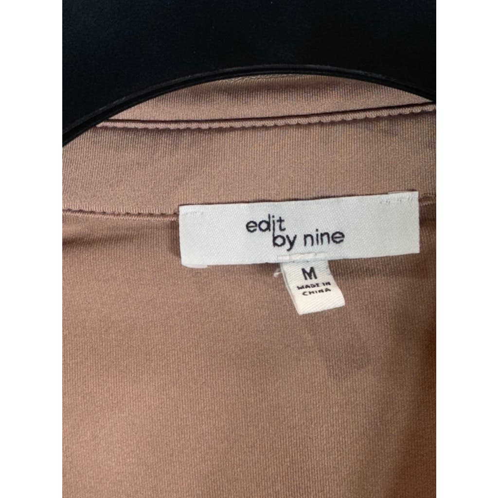 EDIT by NINE Women's Long Sleeve Knit Cropped Ruched Snap Button Top SZ M