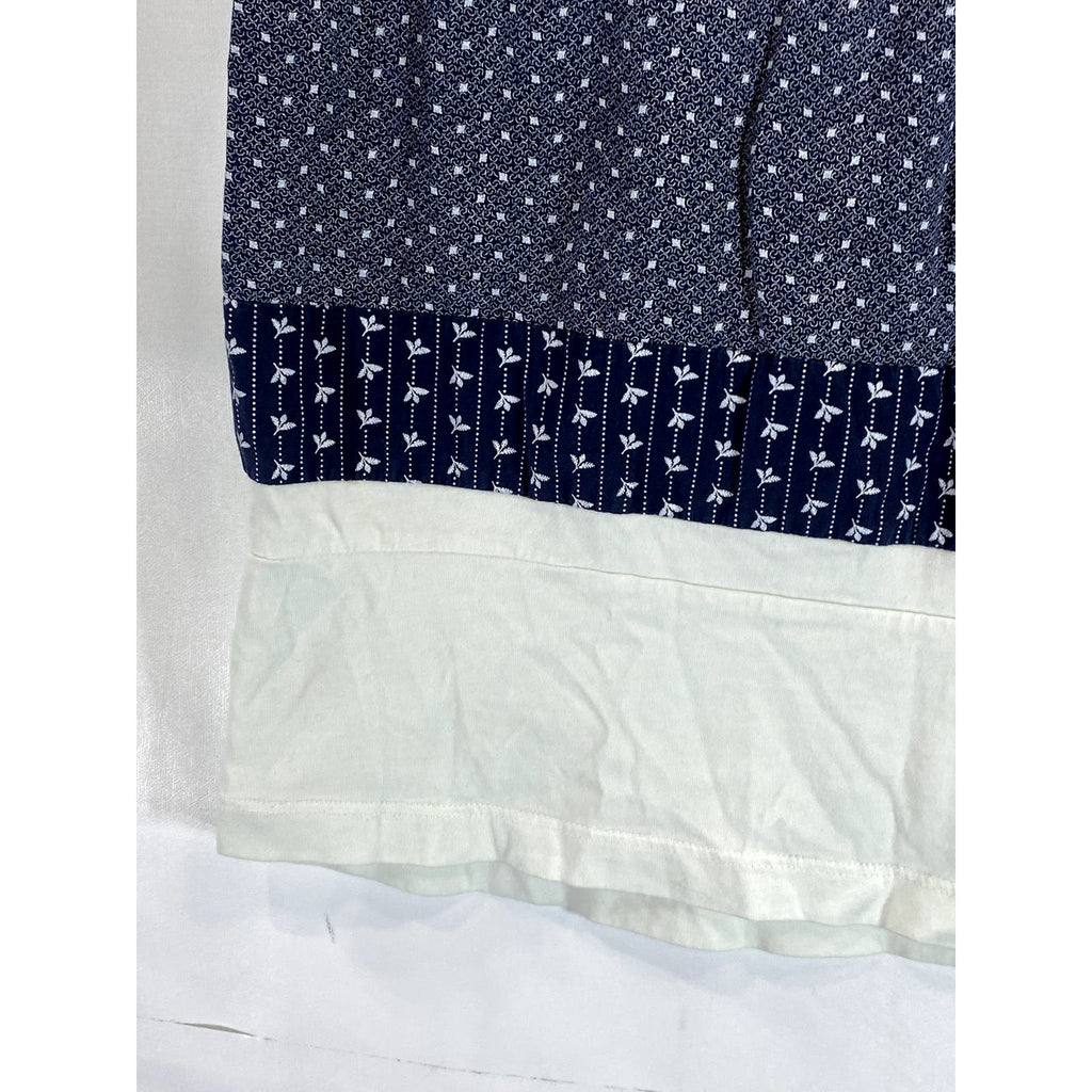 ZARA MAN Men's Navy/White Printed Colorblock Crewneck Short Sleeve T-Shirt SZ S