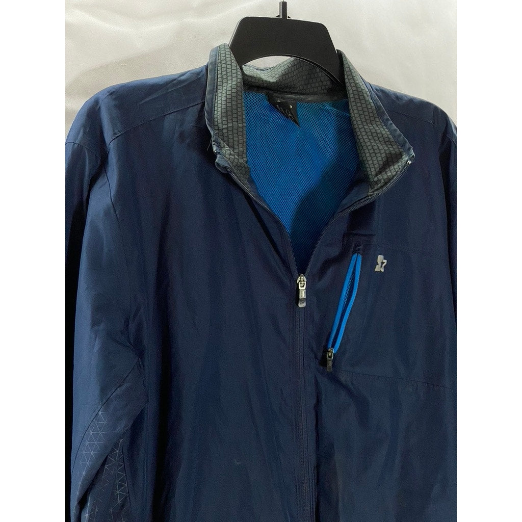 STARTER Men's Vintage Navy Blue Zip-Up Lightweight Windbreaker Jacket SZ M