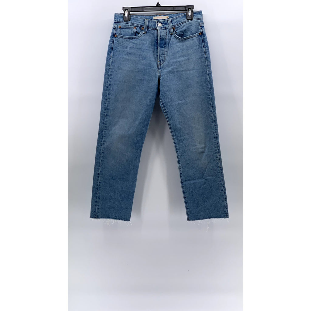 LEVI'S Women's Light Blue Denim Wedgie Straight Cropped Five-Pocket Jeans SZ 28
