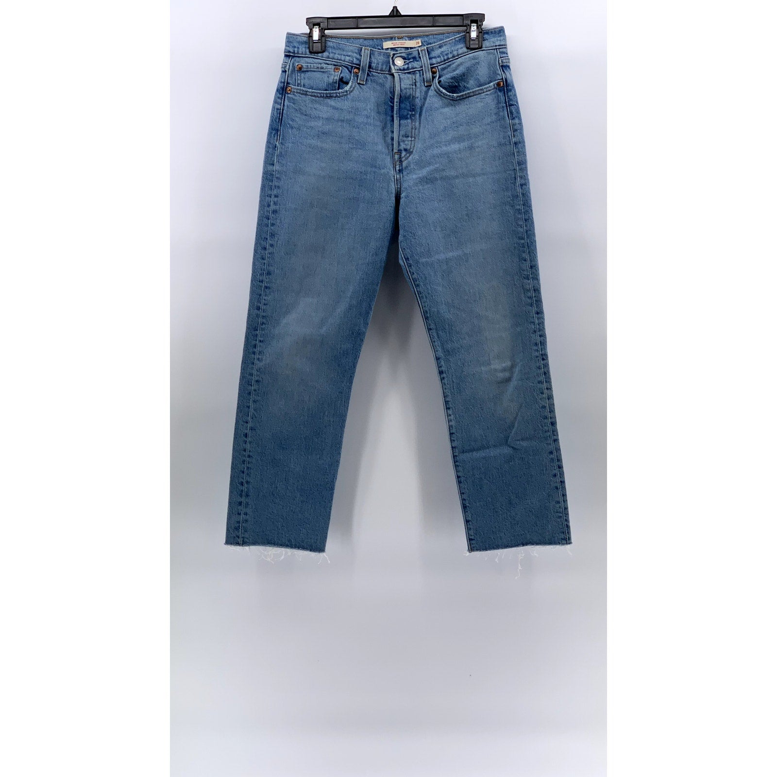 LEVI'S Women's Light Blue Denim Wedgie Straight Cropped Five-Pocket Jeans SZ 28