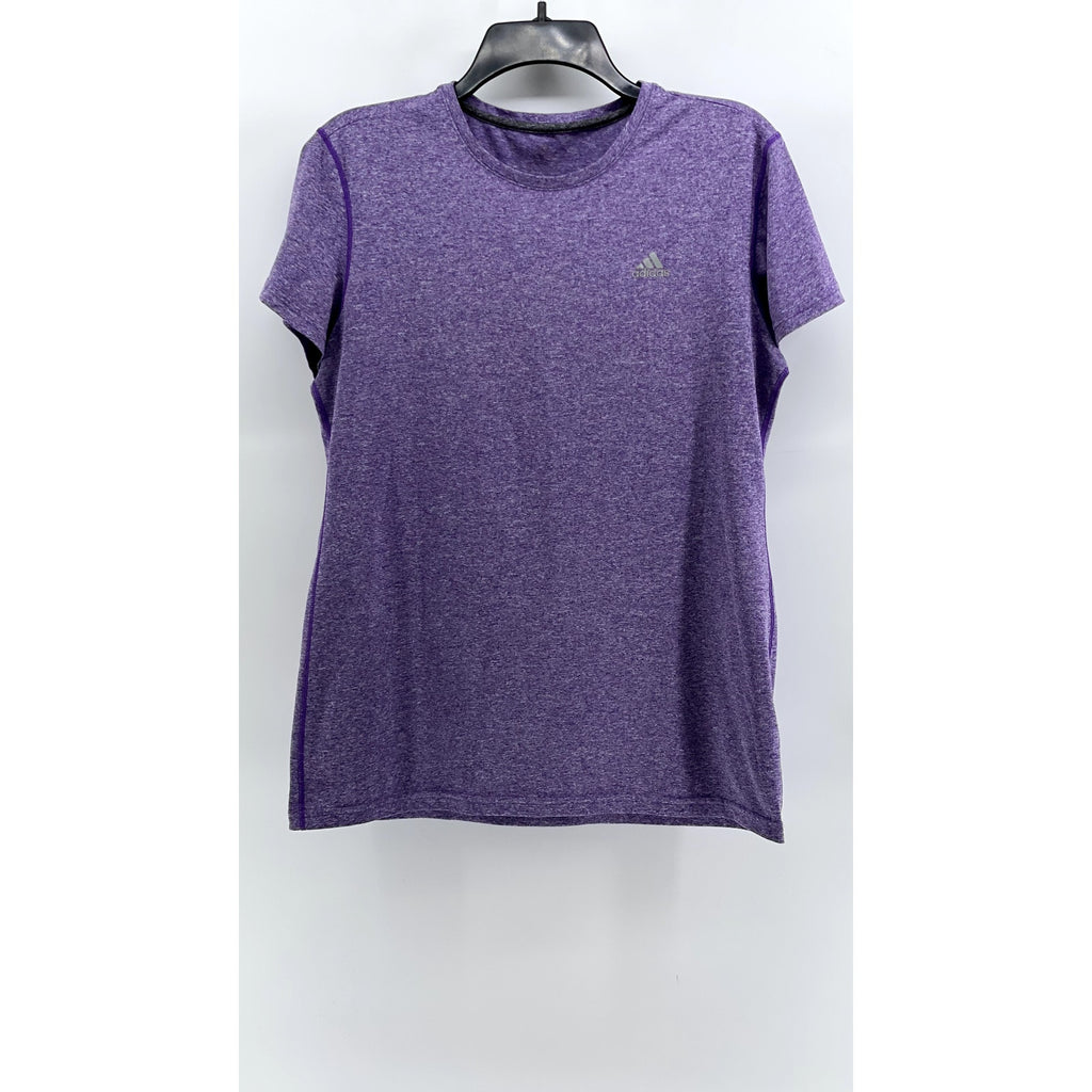 ADIDAS Women's Purple Heather Crewneck Short Sleeve Top SZ L