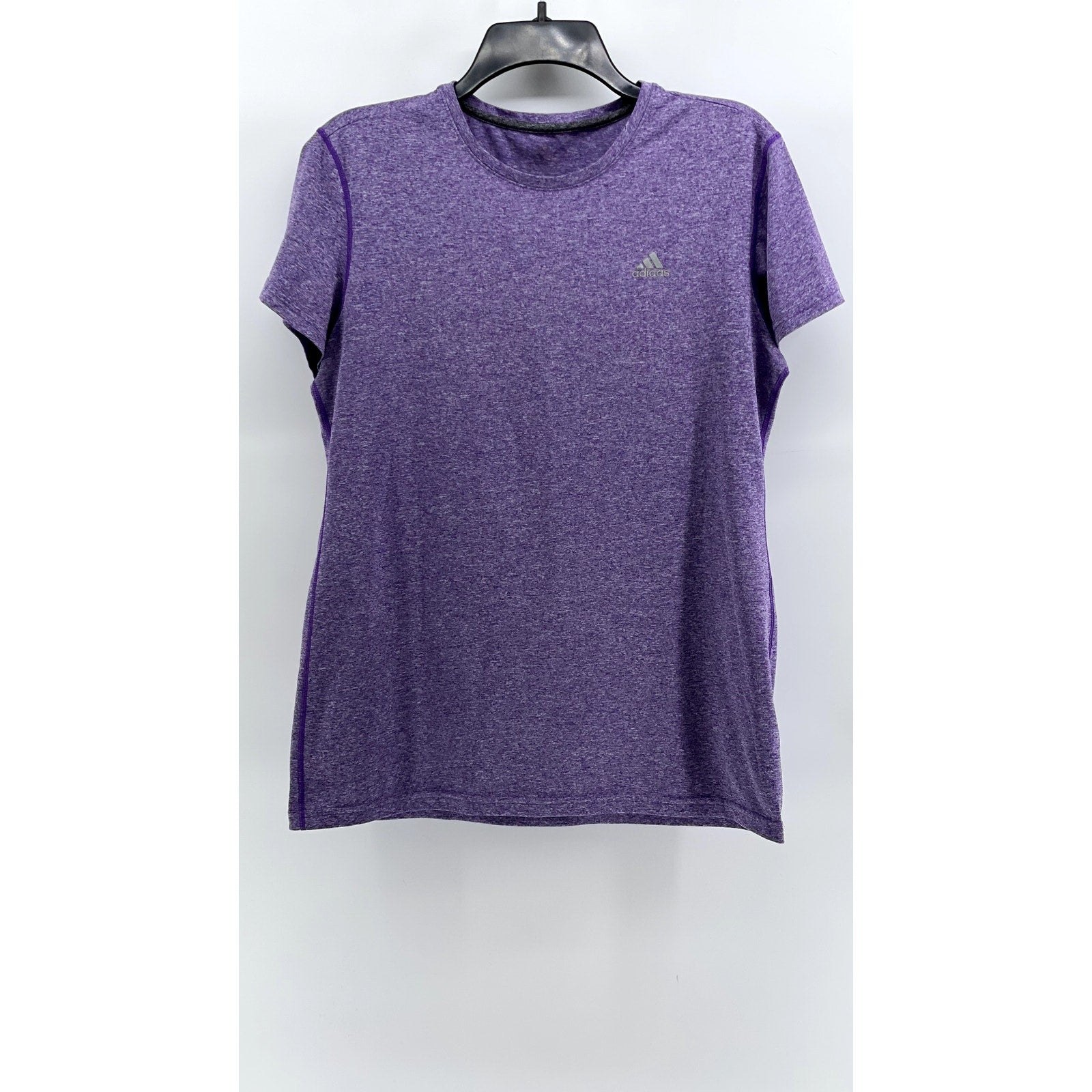 ADIDAS Women's Purple Heather Crewneck Short Sleeve Top SZ L