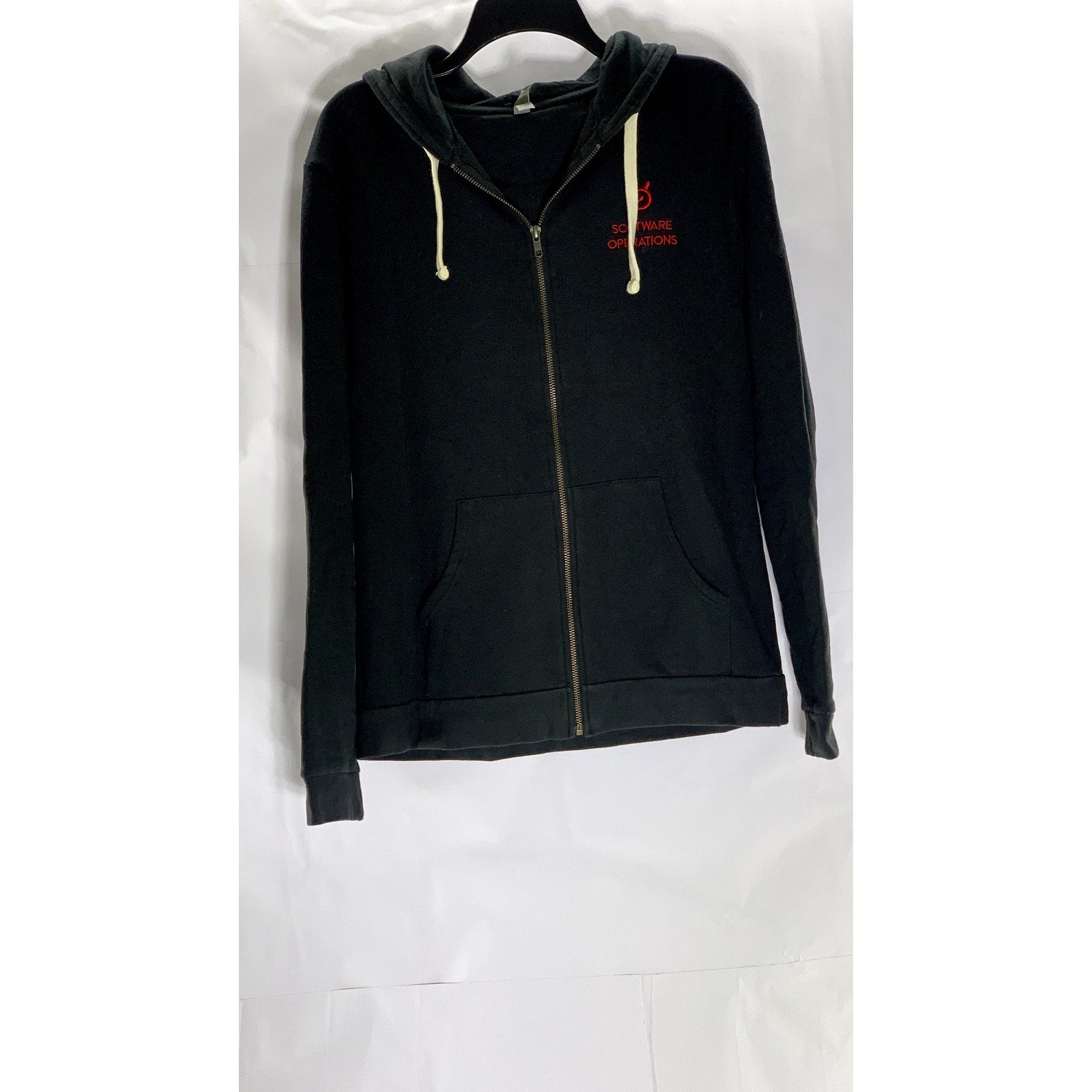 NEXTLEVEL APPAREL Men's Black/Red Custom Embroidered Logo Zip-Up Sweater SZ M