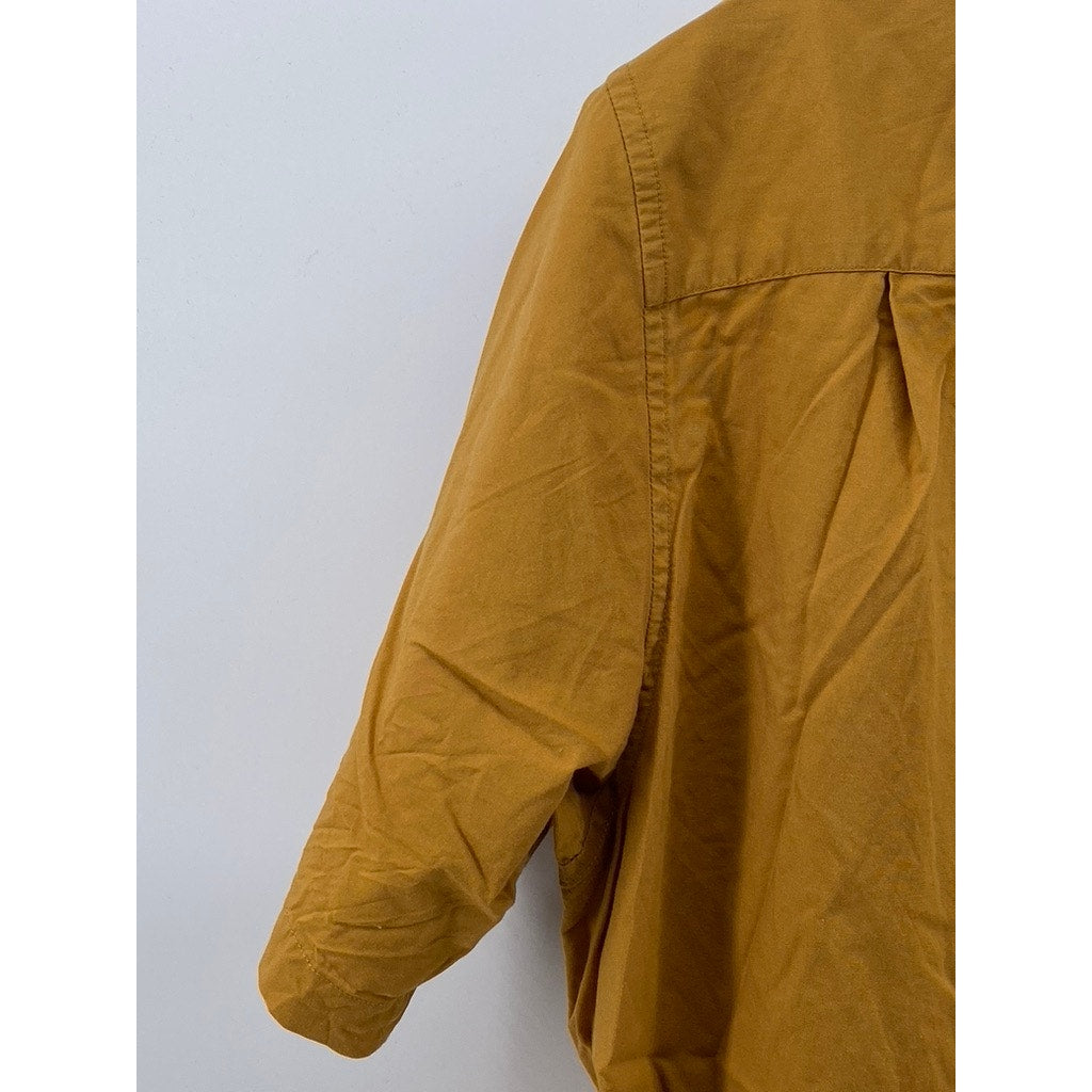 UNIQLO Men's Mustard Yellow Open-Collar Short Sleeve Button-Up Shirt SZ S