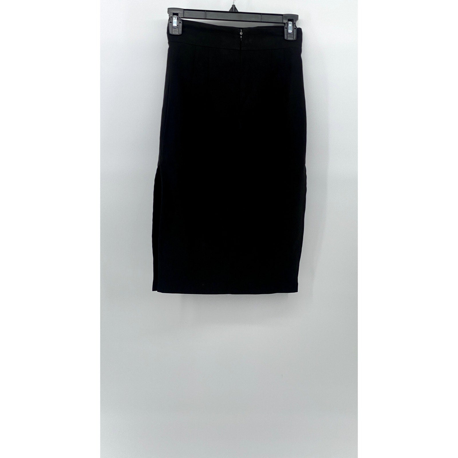 UNBRANDED Women's Black Solid Straight High-Rise Midi Skirt SZ S