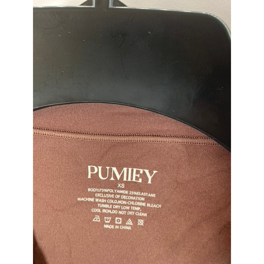 PUMIEY Women's Dark Brown Crewneck Short Sleeve Tagless Lightweight Top SZ XS