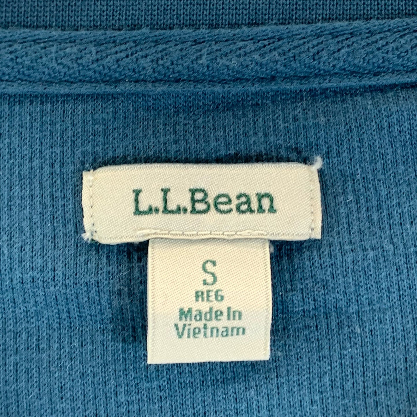 L.L. BEAN Women's Blue Crewneck Regular-Fit Long Sleeve Mini Waffle-Knit Top SZS