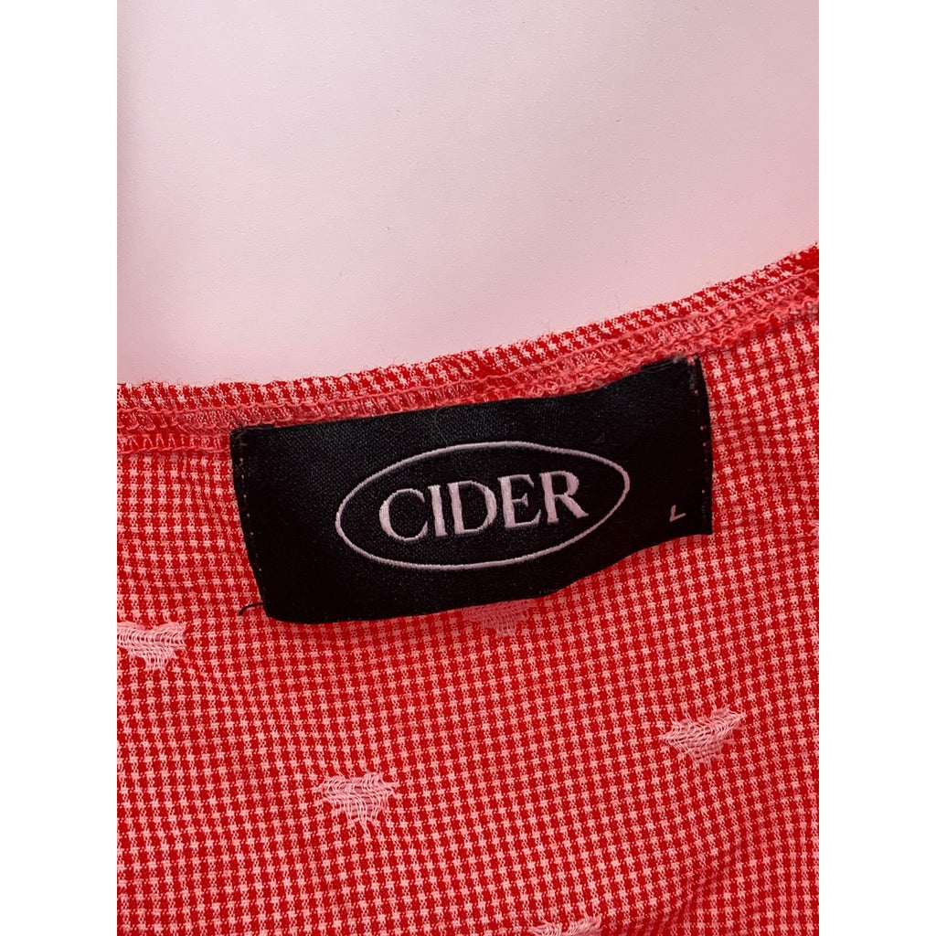 CIDER Women's Red Embroidered Heart Straight-Neck Ruffle Sleeve Crop Top SZ L(8)