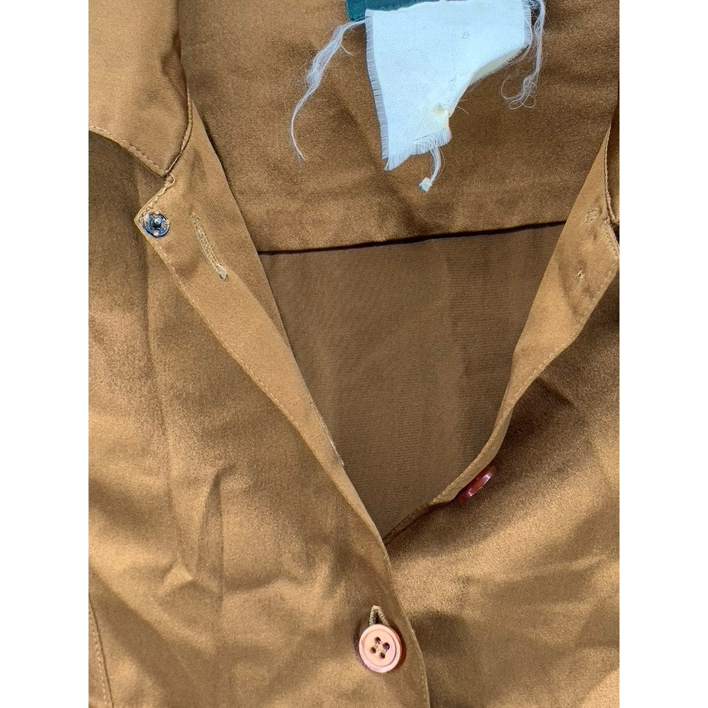 HARVE BENARD Women's Vintage Brown Button-Up Regular-Fit Long Sleeve Top SZ M