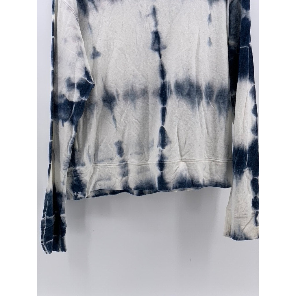 SUNDRY Women's Navy-White Tie-Dye Crewneck Casual Long Sleeve Top SZ 3