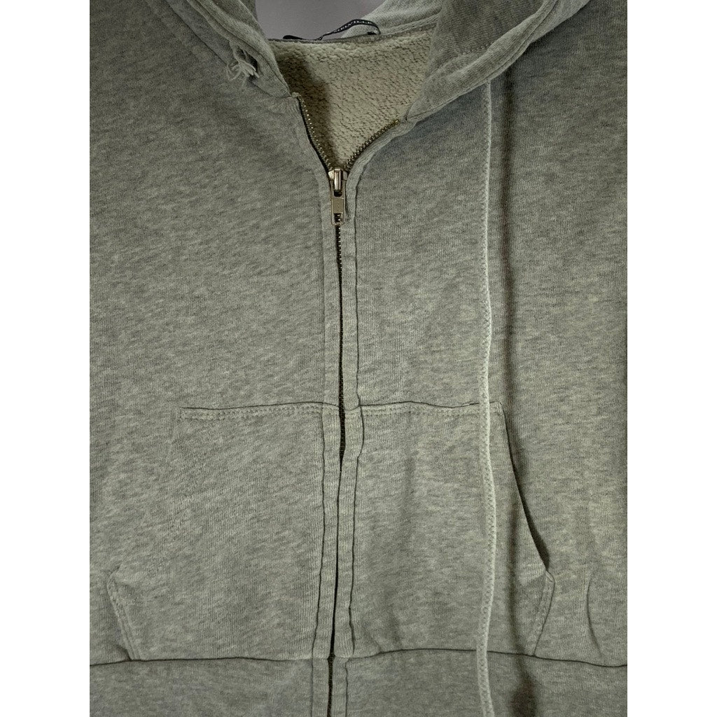BRANDY MELVILLE Women's Gray Crystal Zip-Up Hooded Long Sleeve Sweater SZ S