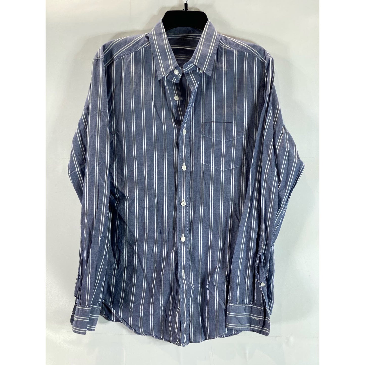 J. CREW Men's Blue Striped Chambray Lightweight Button-Up Long Sleeve Shirt SZ S