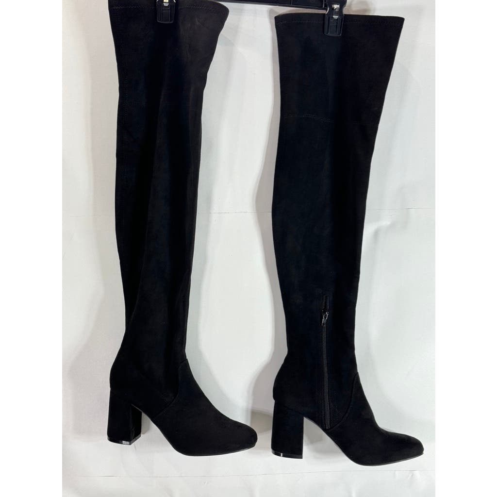 MIA Women's Black Stretch Faux Suede Beleza Tall Over-The-Knee Heeled Boots SZ 8