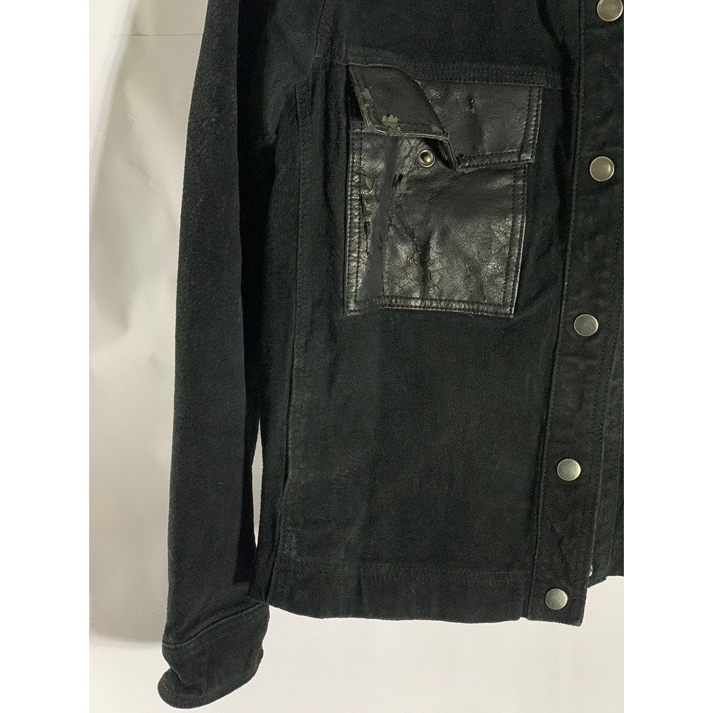 FOREVER 21 Women's Black Pigskin Leather Button-Up Jacket SZ M