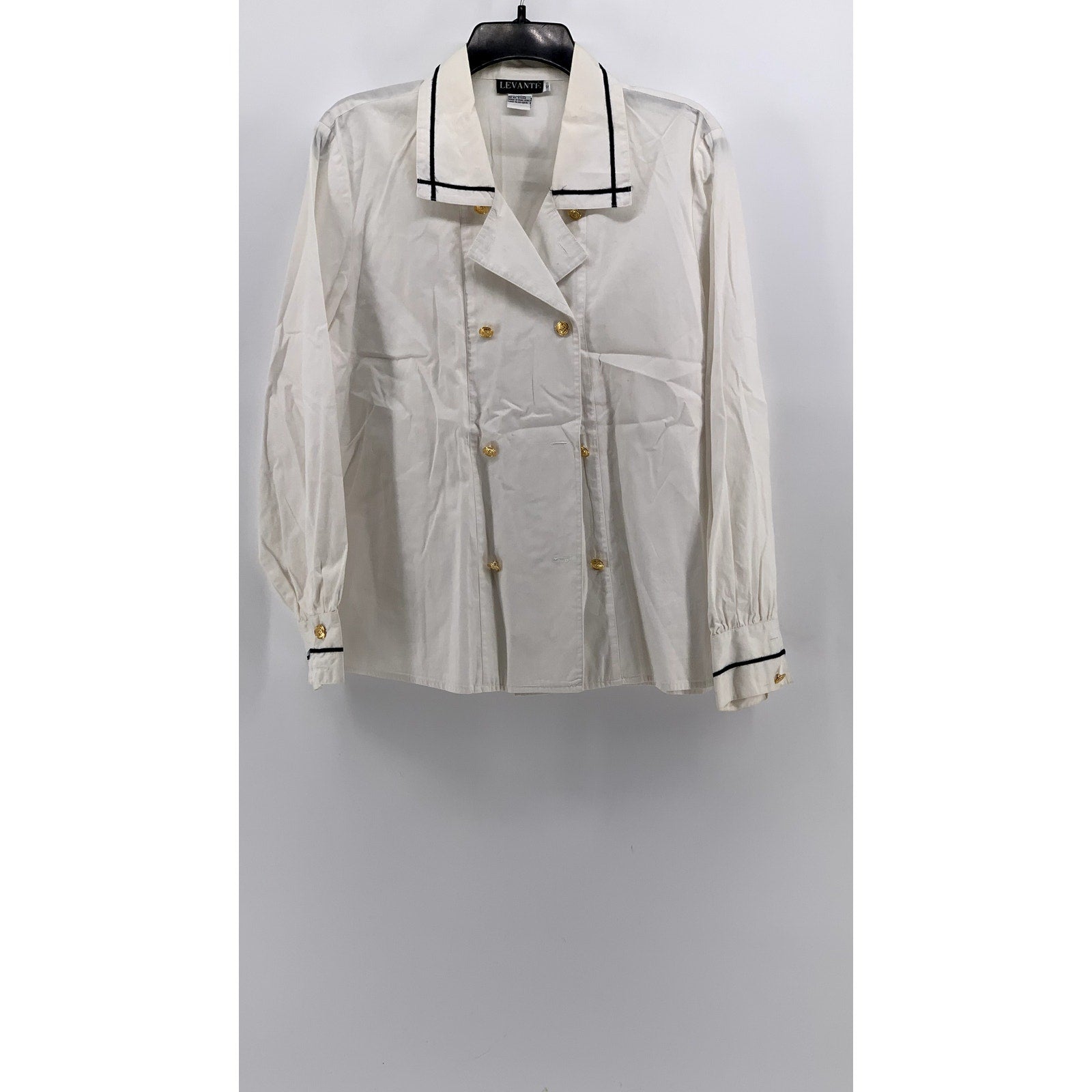 LEVANTE Women's Vintage 90's Cotton Long Sleeve Double Breast Top SZ 12