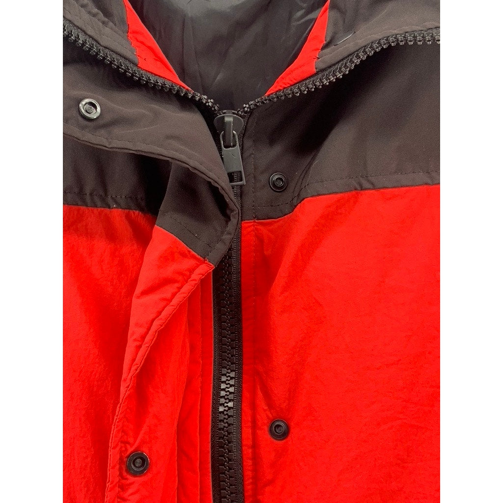 ZARA Women’s Red-Black Colorblock Zip-Up Stand Collar Puffer Jacket SZ M