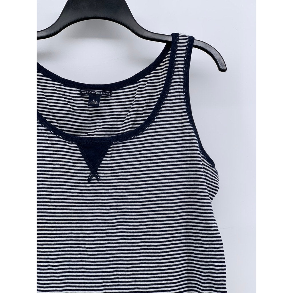 AMERICAN LIVING Women's Navy-White Striped Scoop-Neck Tank Top SZ XL