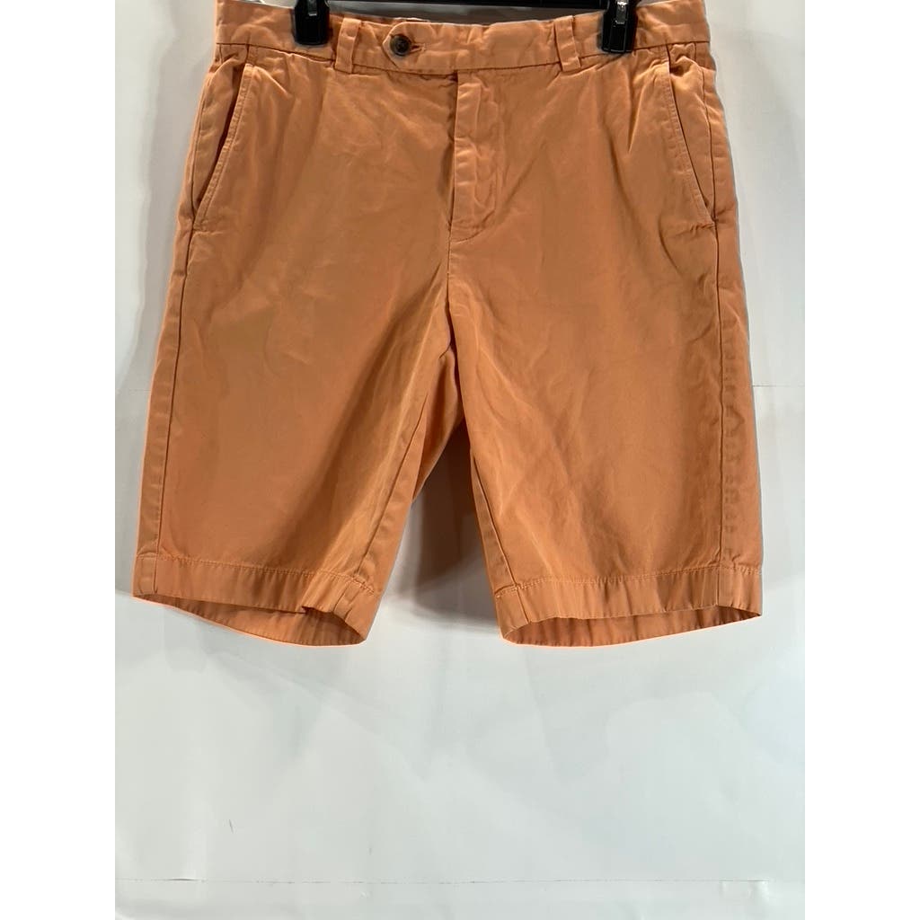 BROOKS BROTHERS Men's Orange Cotton Flat Front Bermuda Shorts SZ 33