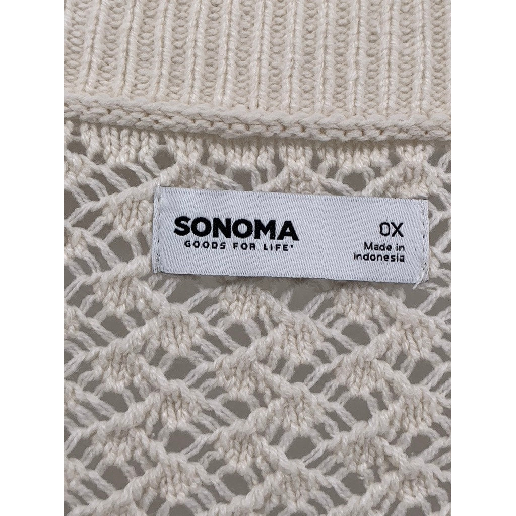 SONOMA GOOD FOR LIFE Women's Cream Open-Knit Button-Up Cardigan SZ 0X