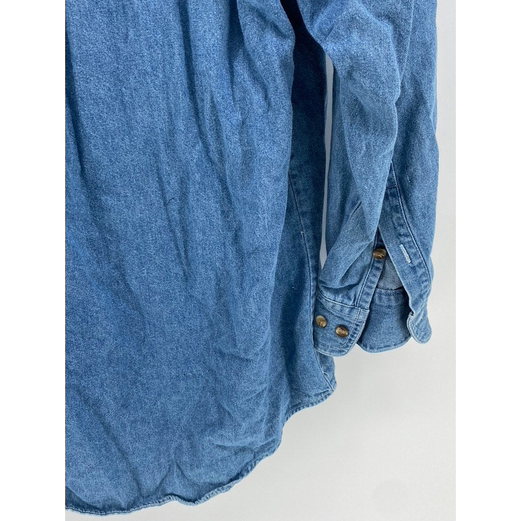 OUTRIGGER Men's Vintage Blue Denim Button-Up Long Sleeve Shirt SZ 2XL