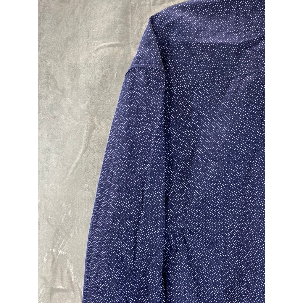 TOMMY HILFIGER Men's Navy Dot 100's 2-Ply Button-Up Long Sleeve Shirt SZ XL