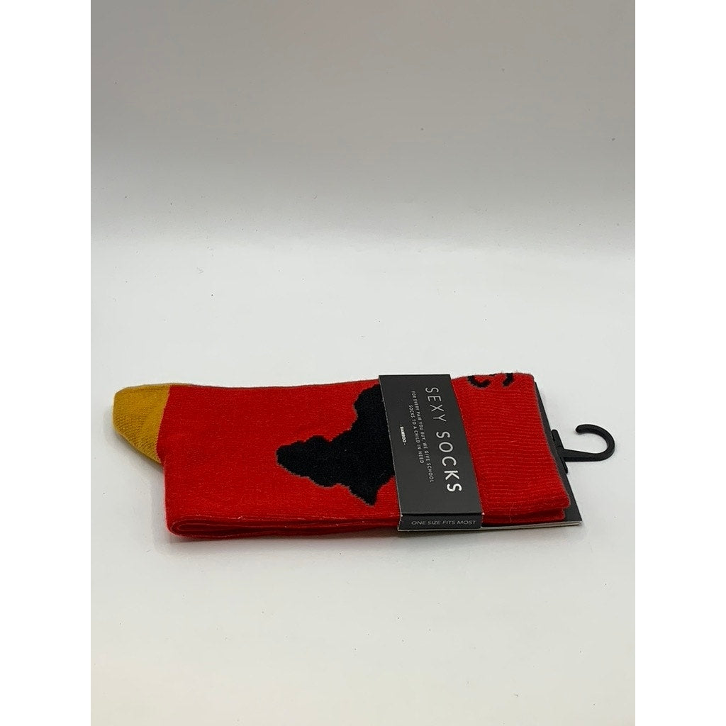 SEXY SOCKS Women's Red-Yellow Printed Bamboo Crew Socks SZ OS