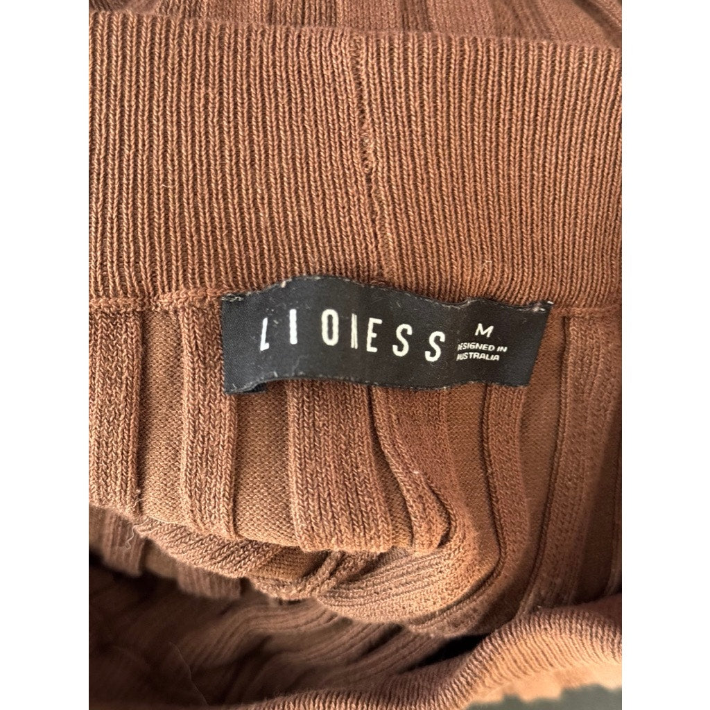 URBAN OUTFITTERS LIONESS Women's Brown Donna Rib Knit Flare-Leg Pull-On Pant SZM