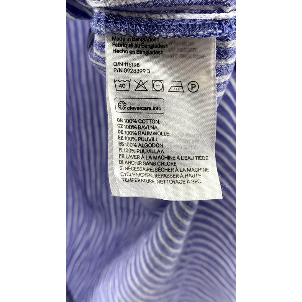 H&M Women's Blue Micro Stripe Oversized Button-Up Long Sleeve Tunic Top SZ XS