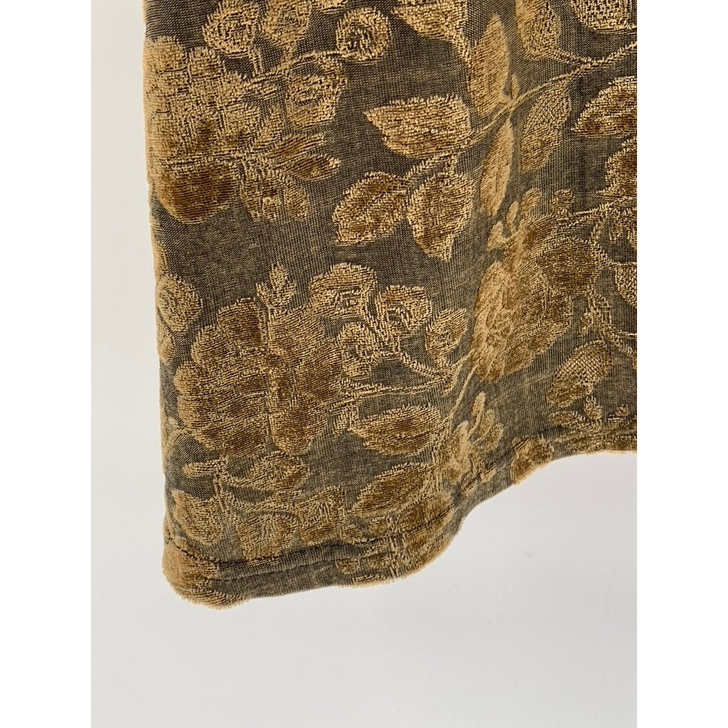 21 TWENTY ONE Women's Brown Velour Floral Scoop-Neck A-Line Mini Dress SZ M