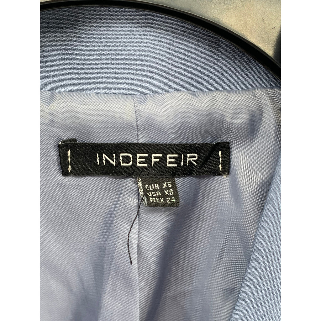INDEFEIR Women's Blue Single Button Notch Collar Long Sleeve Cropped Top SZ XS