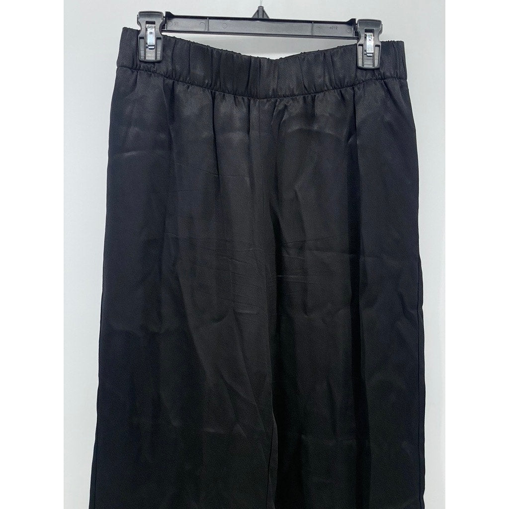 J.CREW Women's Black Astrid Elastic-Waist Relaxed-Fit Wide-Leg Pant SZ 6