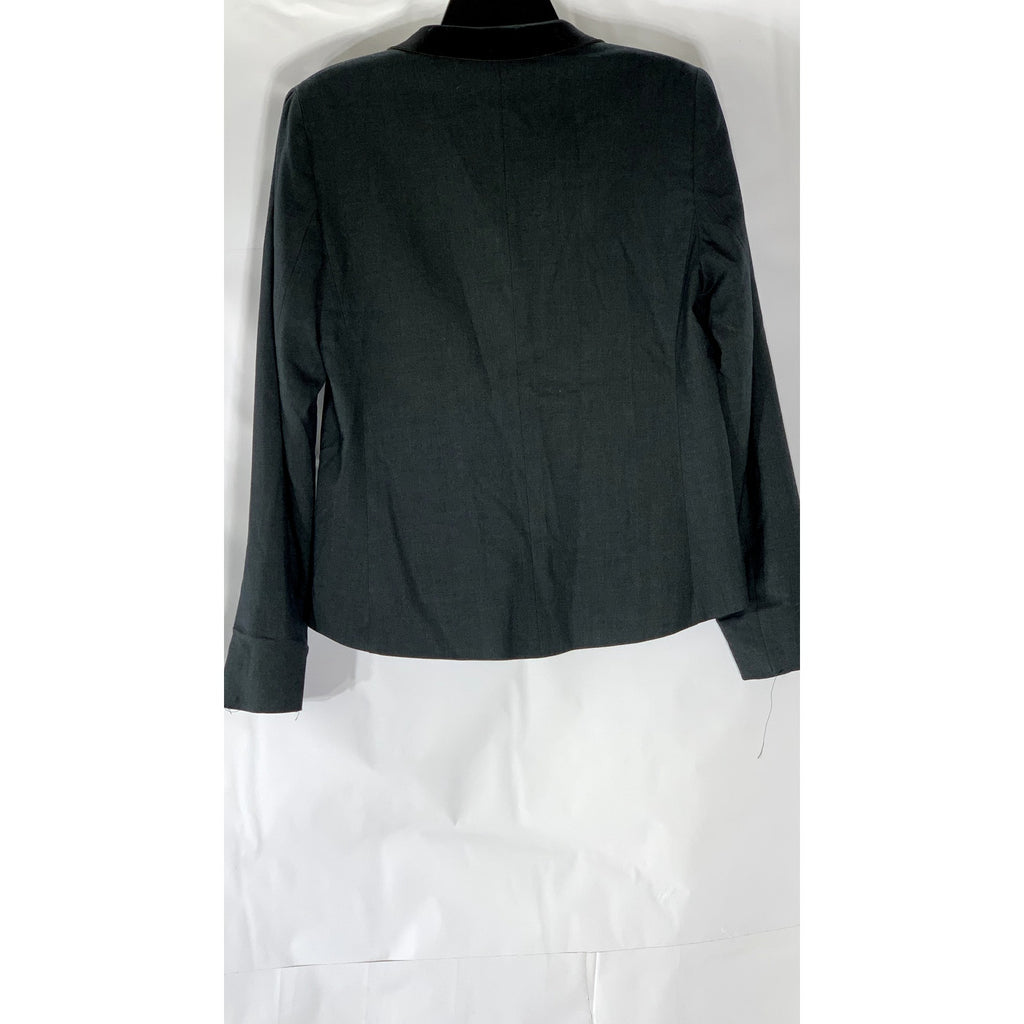 T. TAHARI Women's Dark Gray Single Closure Notch Collar Blazer SZ 8
