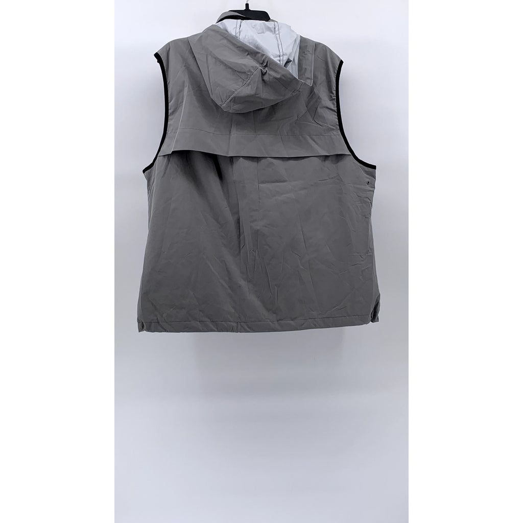 NAUTICA Men's Gray Competition Lightweight Zip-Up Sleeveless Hooded Vest SZ L