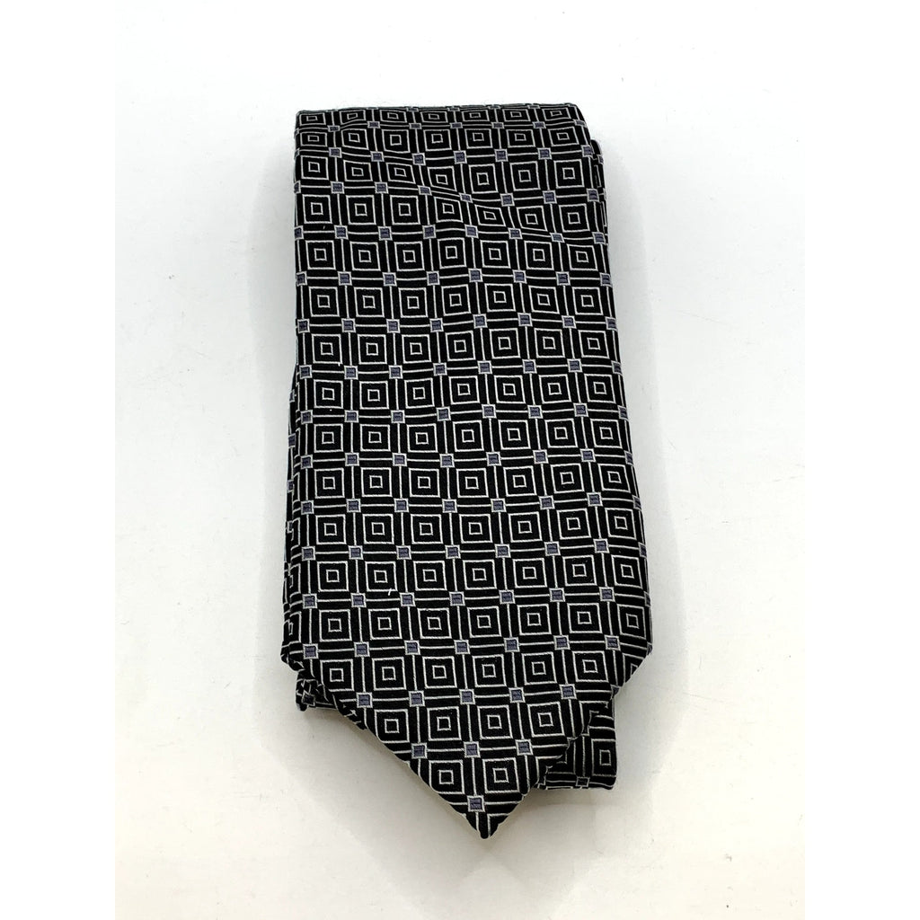 CLUB ROOM Men's Vintage Black/White Patterned Abstract Silk Regular Tie OS