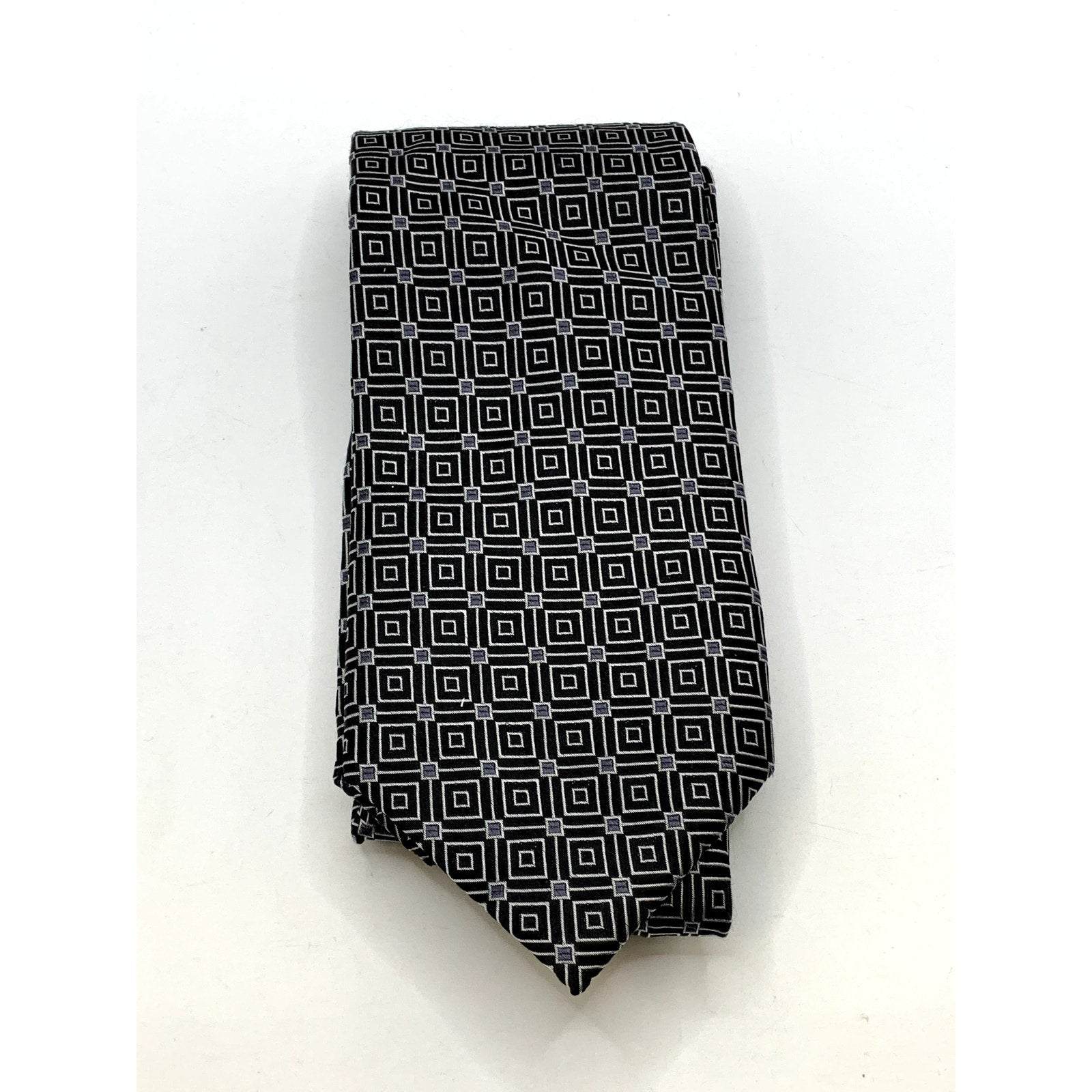 CLUB ROOM Men's Vintage Black/White Patterned Abstract Silk Regular Tie OS