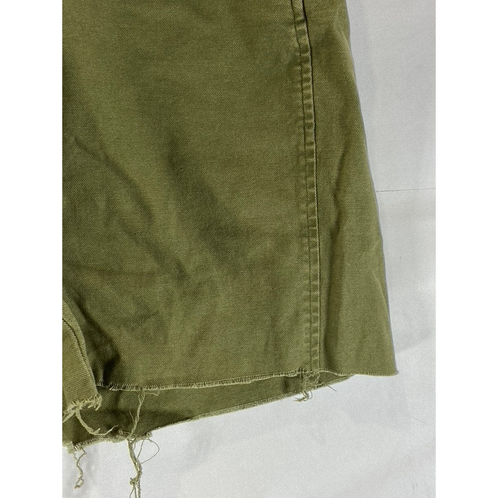 MADEWELL Women's Military Green Four-Pocket Raw-Hem Shorts SZ 28