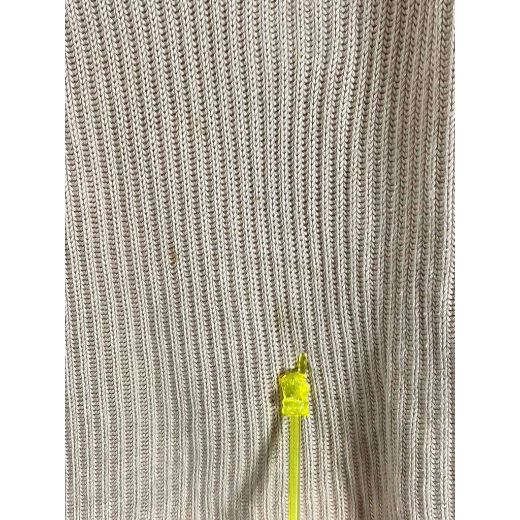 BANANA REPUBLIC Men's Beige Shoulder-Zipper Cotton Knit Pullover Sweater SZ L