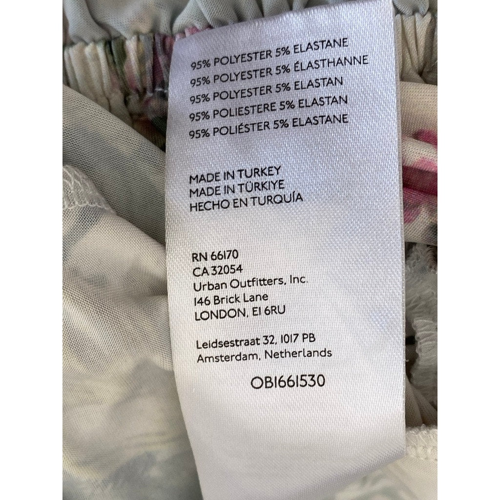 URBAN OUTFITTERS Women's White Floral Ruffle Corset Cropped Top SZ XS