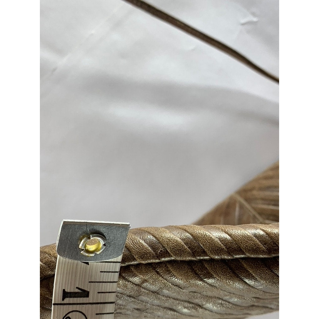 REVA Women's Brown Ribbed Faux Leather Round Cross Body Bag