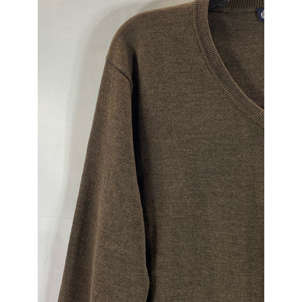 ITALIAN MERINO BY J. CREW Men's Brown V-Neck Pullover Sweater SZ M