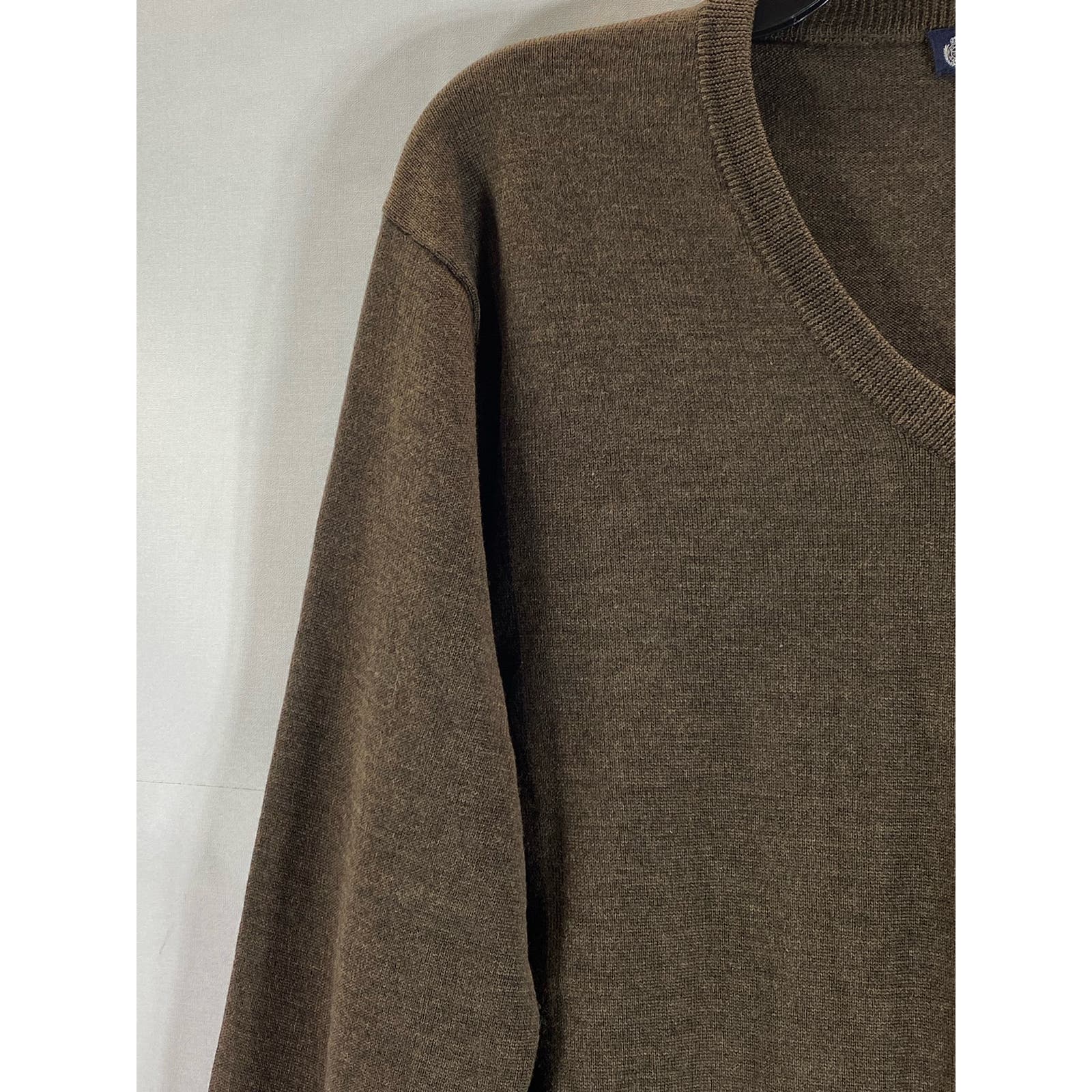 ITALIAN MERINO BY J. CREW Men's Brown V-Neck Pullover Sweater SZ M