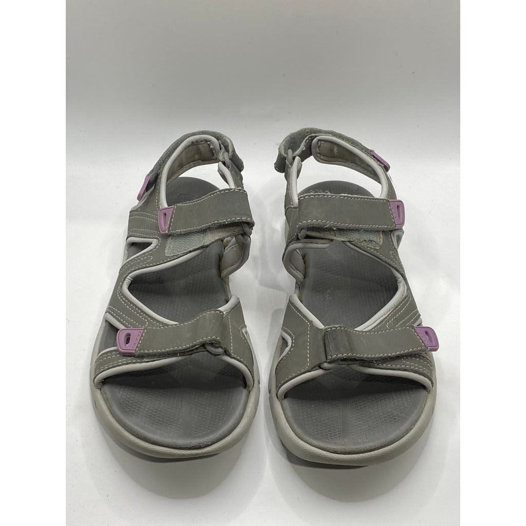 KHOMBU Women's Gray Open-Toe Hook-Loop Casual Sandals SZ 8
