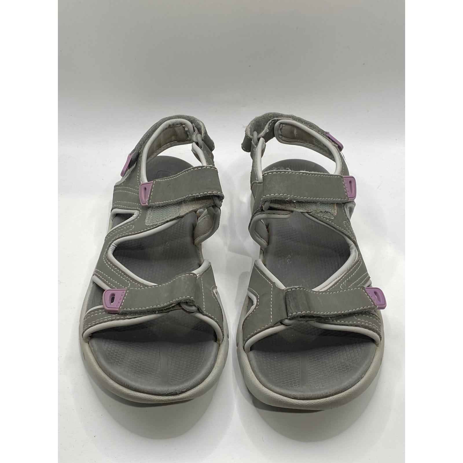 KHOMBU Women's Gray Open-Toe Hook-Loop Casual Sandals SZ 8